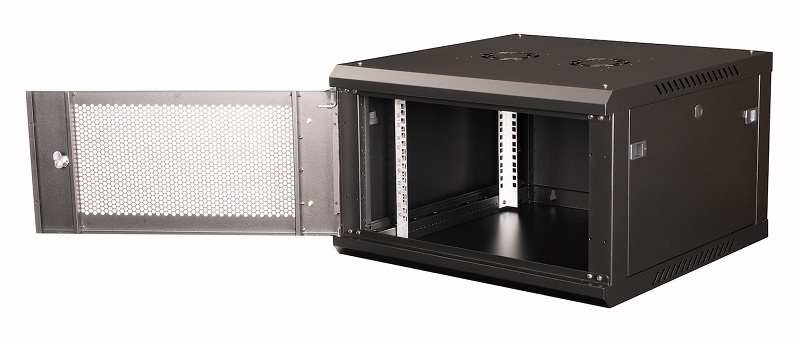 Шкаф 19" телекоммуникационный настенный, 6U 368х600х600 мм, дверь перфорация, черный