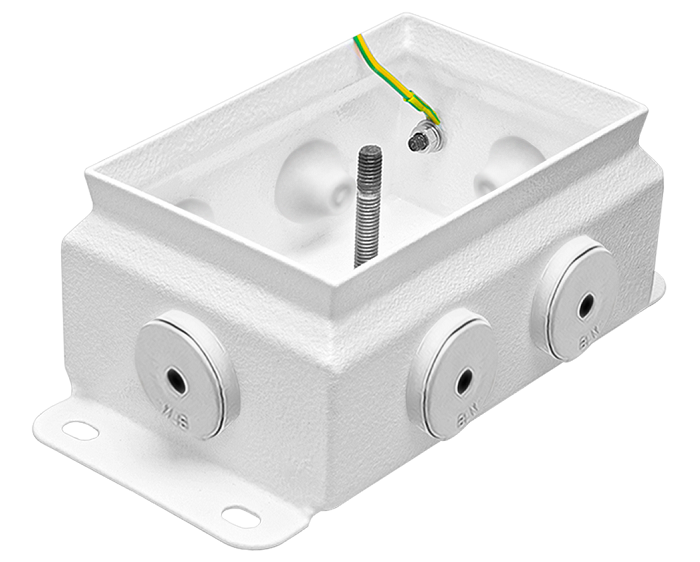 Коробка монтажная общепромышленные, оцинкованная сталь 1,2мм, IP66, 86х126х62 мм, 6 вводов, диаметр присоединяемого кабеля: М20 (8-13), (Р) - резиновый ввод
