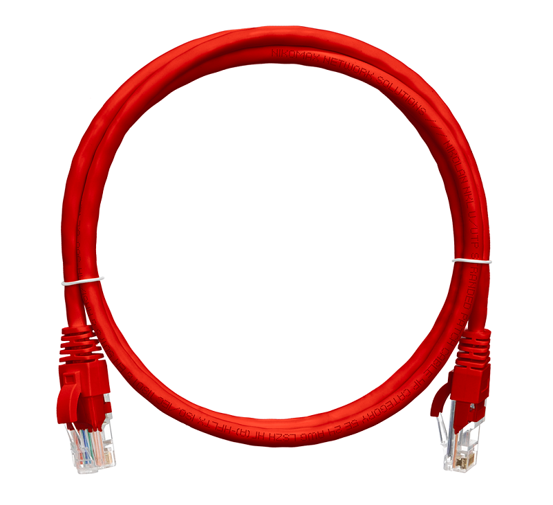 Коммутационный шнур U/UTP 4 пары, Кат.5е, 2хRJ45/8P8C, T568B, Molded, PVC, красный, 0,3 метра