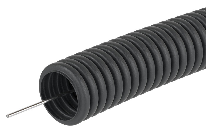 Труба ПНД гибкая гофр. д.16 мм, лёгкая с протяжкой, 100 м, цвет чёрный