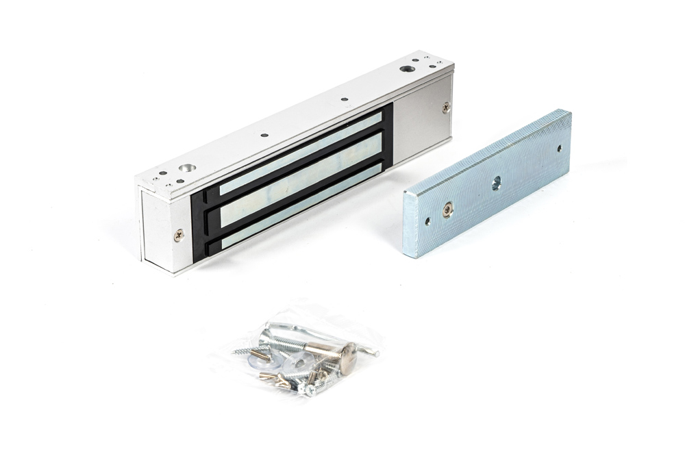 Электромагнитный замок с L-образным креплением, усилие 350 кг.  12 В / 0,4 А. от -35 до +50. 248х56,5х29 мм, 2,1 кг. В комплекте L-образное крепление.