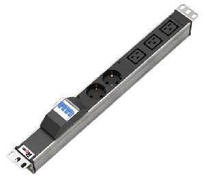 Блок розеток Rem-32 с авт., инд., 2 Sсhuko, 3 IEC 60320 C19, 32 А, алюм., 19", колодка