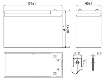 Аккумулятор 9 А/ч., 12В,&nbsp;&nbsp;151х65х100 мм, вес 2,62 кг, UPS series