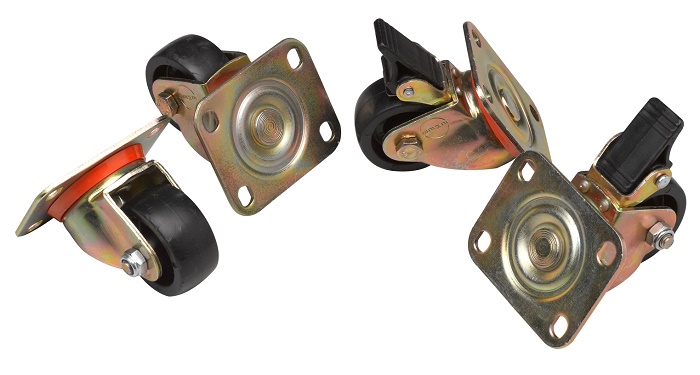 Компл. роликов, 2 шт с тормозом, 2 обычных, нагрузка 150 кг на ролик