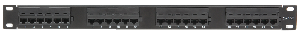 Коммутационная панель ULAN 19", 1U, 24 порта, Кат.5e (Класс D), 100МГц, RJ45/8P8C, 110, T568A/B, неэкранированная, черная