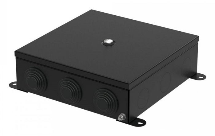 Коробка распределительная металлическая черная 200х200х65 (4 шт/кор)