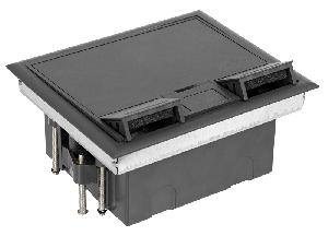 Лючок напольный, 8 модулей, горизонтальный, пластиковая крышка, серый