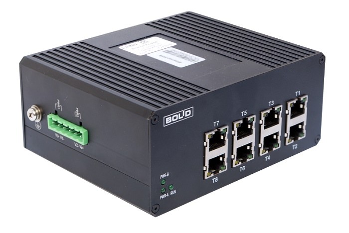 Ethernet-коммутатор,  8 портов 10/100 Мбит/с. Питание 12-30 В, до 1 А. От минус 30 до +55°С