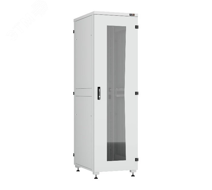 Напольный шкаф серии 19", 42U, стеклянная дверь, цельнометаллические двухуровневые стенки и задняя дверь, Ш600хВ2042хГ1000мм, в разобранном виде, черный