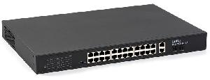 Коммутатор неуправляемый PoE Plus, мощность 260Вт, порты:24-Ethernet, 2-Uplink, 2-SFP