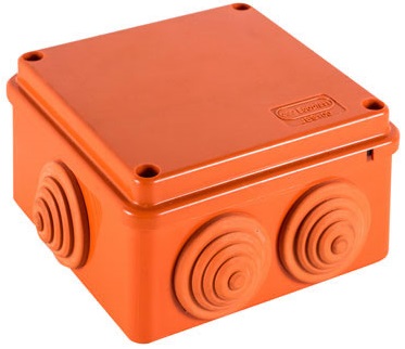 Коробка JBS100 без галогена, огнестойкость E60-E90, о/п 100х100х55, 6 вых., IP55, 6P, (0,15-2,5мм2), цвет оранж