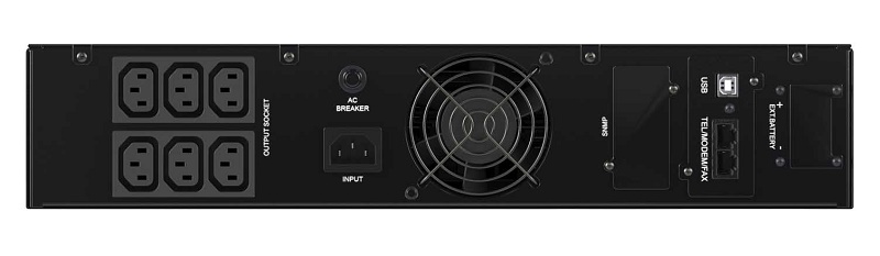 Линейно-интерактивный ИБП ДКС серии Info Rackmount Pro, 1000 ВА/800Вт,1/1, USB, RJ45, 6xIEC C13, Rack 2U, SNMP/AS400 slot, 2x7Aч