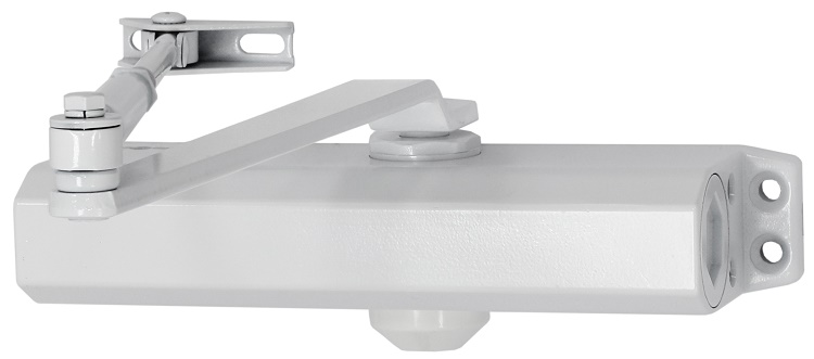 Доводчик двери c тягой EN 1-4, 15 - 85 кг, 1100 мм, 2-х скор., тормоз открывания, задержка закрывания, белый