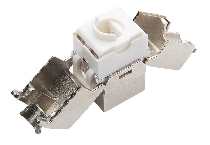 Модуль Keystone кат.5e, STP, 1xRJ45, T568A/B, без инструмента, белый