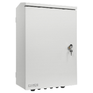 Шкаф коммутационный уличный, оснащен системой поддержания микроклимата, грозозащитой. Обеспечивает установку коммутаторов серии Bolid SW, резервирование питания по PoE от аккумуляторов. Укомплектован оптическим кроссом