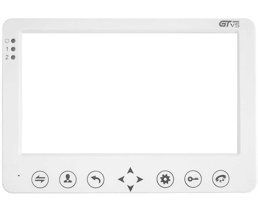 Монитор видеодомофона 7" белый. Hands-Free монитор домофона. 7-дюймовый TFT-дисплей, разрешение экрана 800х480 RGB, акриловая панель , сенсорное управление, детектор движения, часы, автоответчик Поддержка до 4 мониторов в параллель + 2 вызывных  панели  + 2 камеры + 2 ИК-датчика(НО/НЗ).