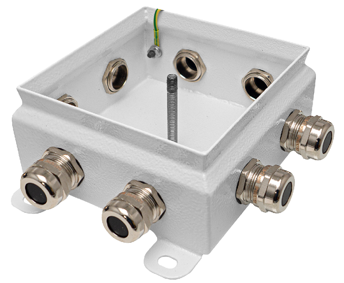 Коробка монтажная общепромышленные, оцинкованная сталь 1,2мм, IP66, 123х123х60 мм, 8 вводов
