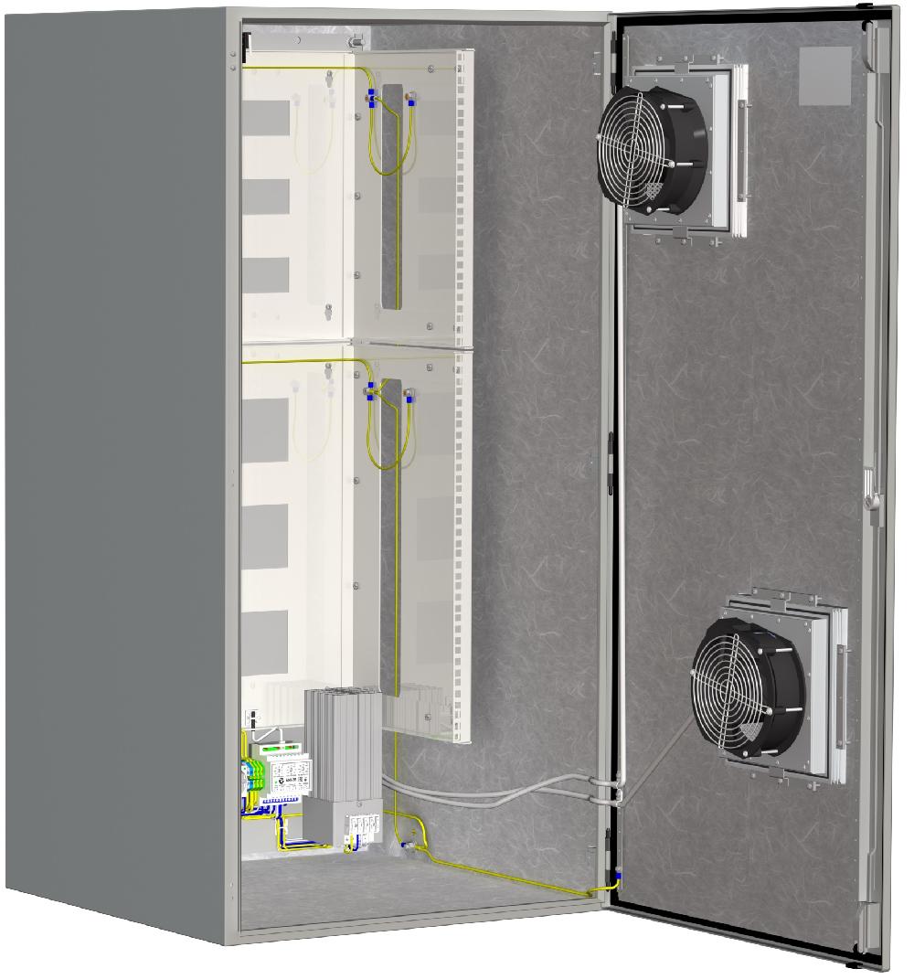 Термошкаф с обогревом и вентиляцией для 19-дюймового оборудования. 600х1200х600мм. IP55.