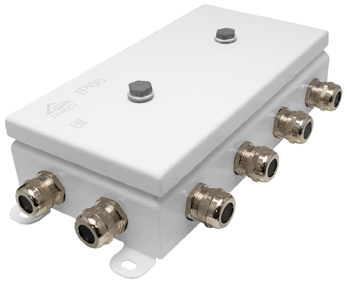 Коробка монтажная общепромышленные, оцинкованная сталь 1,2мм, IP66, 123х240х60 мм, 12 вводов