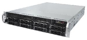 Видеосервер до 80 IP-каналов с предустановленным программным обеспечением Интеллект Х, запись постоянная 24 часа в сутки с разрешением 1920х1080 (Full HD) и суммарным видеопотоком 400 Мбит/с. Серверный корпус 19” 2U (437х89х647 мм), Astra Linux SE «Орёл», полезный архив ёмкостью 112 Тб -программный RAID 5 по умолчанию (жёсткие диски HDD в комплекте с сервером), 1хHDMI, 1xDisplayPort, 1x DVI.