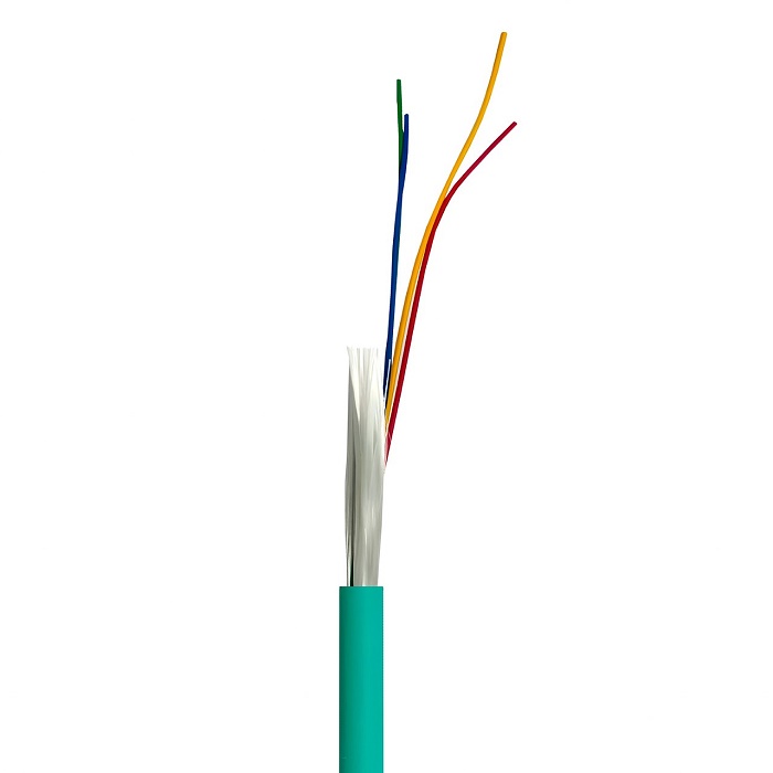 Кабель ВО распределительный, универсальный, 4x50/125 OM3 нг(А)-HF, плотный буфер, бирюзовый