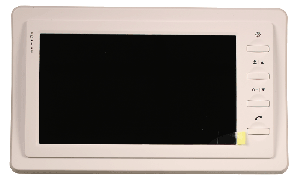 Монитор видеодомофона 7" белый. Hands-Free монитор домофона.&nbsp;&nbsp;7-дюймовый TFT-дисплей, разрешение экрана 800х480 RGB, акриловая панель , кнопочное управление. Одна вызывных панелей + одна камера. Питание АС110-220В/DC 12-300мА. Рабочая температура от&nbsp;&nbsp;-10&nbsp;&nbsp;до +60 . Габариты: 220х135 мм.