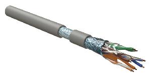 Кабель витая пара F/UTP, 5e, 4 пары (24 AWG), одножильный (solid), экран - фольга, LSZH, нг(А)-HF, –20°C – +75°C, серый, бухта 305 метров