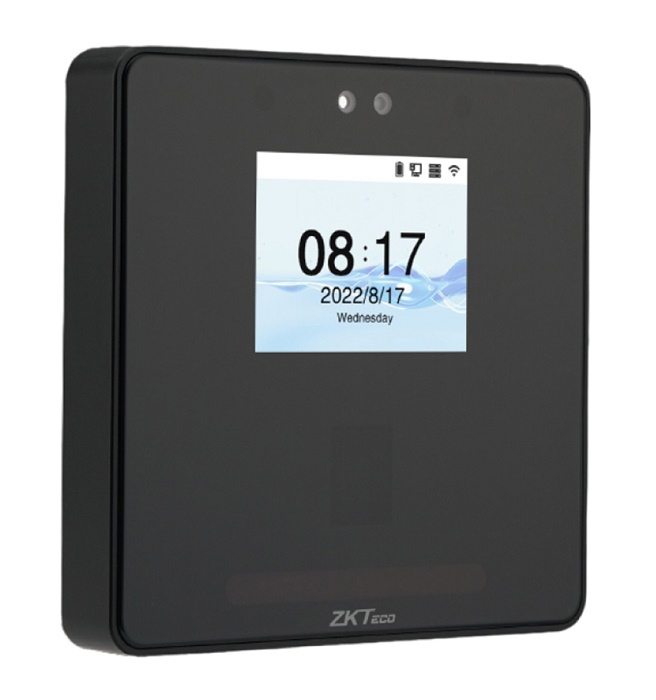 Терминал с идентификацией по лицу: распознавания лиц, отпечатков пальца, считыватель MF. Память шаблонов лиц 10000, память RFID карт 10 000. Интерфейсы: TCP/IP, USB-Host, Wiegand вход/выход.