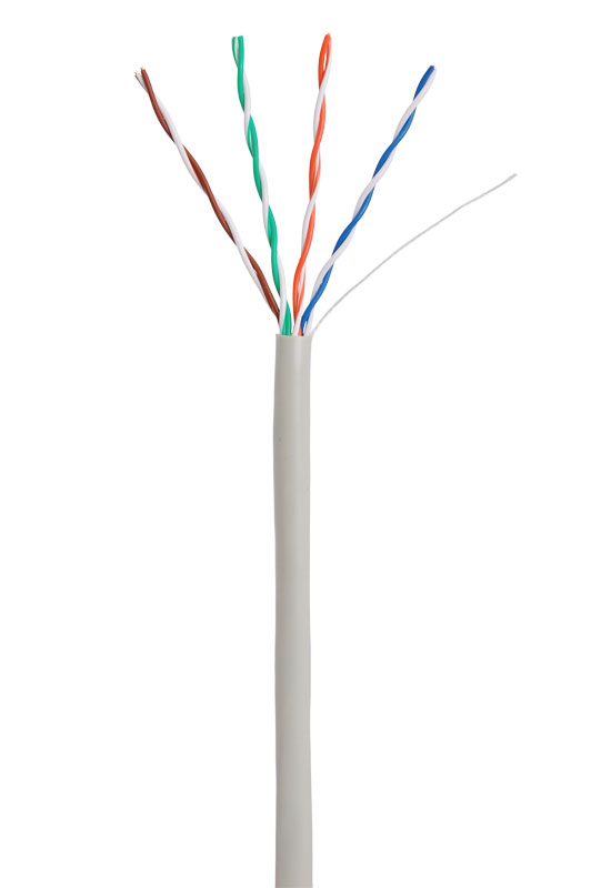EC-UU004-5E-PVC-GY - Кабель U/UTP 4 пары, Кат.5e (Класс D), 100МГц, одножильный, BC (чистая медь), внутренний, PVC нг(B), серый, 305м Кабель U/UTP 4 пары, Кат.5e (Класс D), 100МГц, одножильный, BC (чистая медь), внутренний, PVC нг(B), серый, 305м