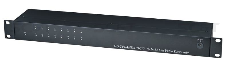 Распределитель HDCVI/HDTVI/AHD/CVBS (16вх./32вых.). Поддержка NTSC, PAL. Встроенная защита от скачков напряжения (TVS). БП в комплекте DC12V(0,5A) (подерживает дипазон входных напряжений DC9-24V).