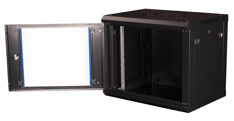 Шкаф 19" телекоммуникационный настенный, 9U 501х600х450 мм, дверь стекло, черный