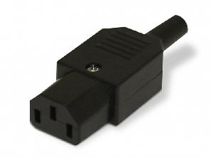 Разъем IEC 60320 C13 220В 10A на кабель (плоские контакты внутри разъема), прямой