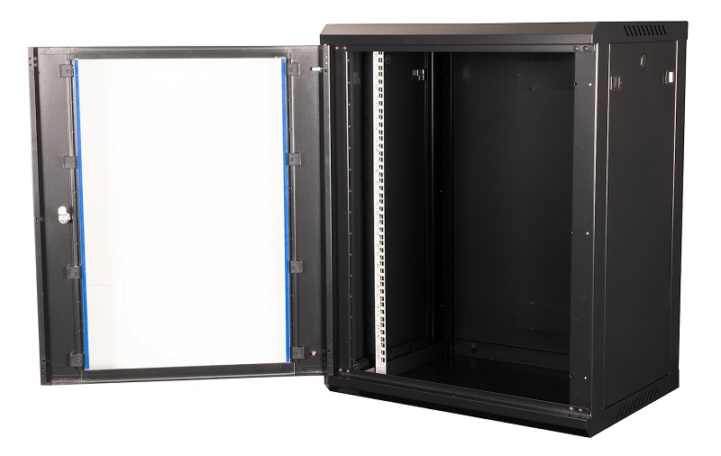 Шкаф 19" телекоммуникационный настенный, 15U 769х600х450 мм, дверь стекло, черный