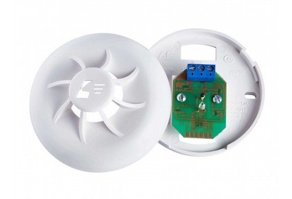 Извещатель тепловой, 64-76°С, с встроенным блоком обработки, индикацией режимов "Дежурный", "Пожар", выходные цепи разомкнуты в режиме "Дежурный"