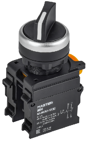 Переключатель длин. ручка 2 полож. 1NO+1NC чёрный MASTER IEK