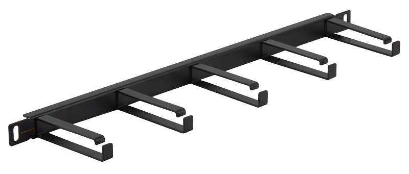 Кабельный органайзер 19", 0,5U, глубина колец 80мм, металлический, черный, уп-ка 2шт.