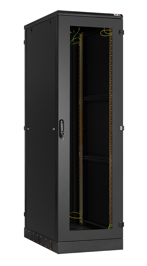 Напольный шкаф 19", 42U, стеклянная дверь, Ш600хВ2060хГ1000мм, в разобранном виде, черный
