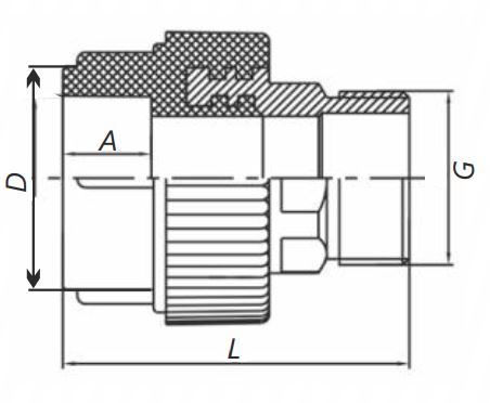 Муфта комбинир. ПП под ключ D50-1 1/2"НР