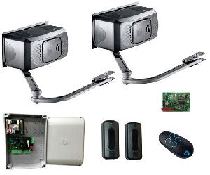 Комплект автоматики для двухстворчатых распашных ворот до 800 кг, до 4,0 м, 30%, на основе привода F1000 (блок управления ZF1N, радиоуправление с динамическим кодом, фотоэлементы)