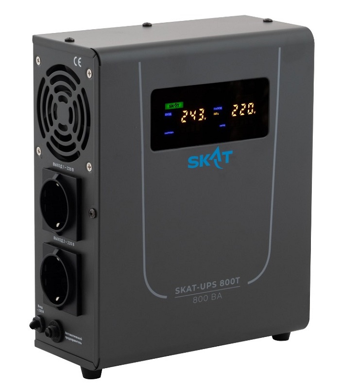 Источник бесперебойного питания с внешним АКБ, 220В, 800 ВА, линейно-интерактивный, Рекомендуемая емкость АКБ - от 40 Ач