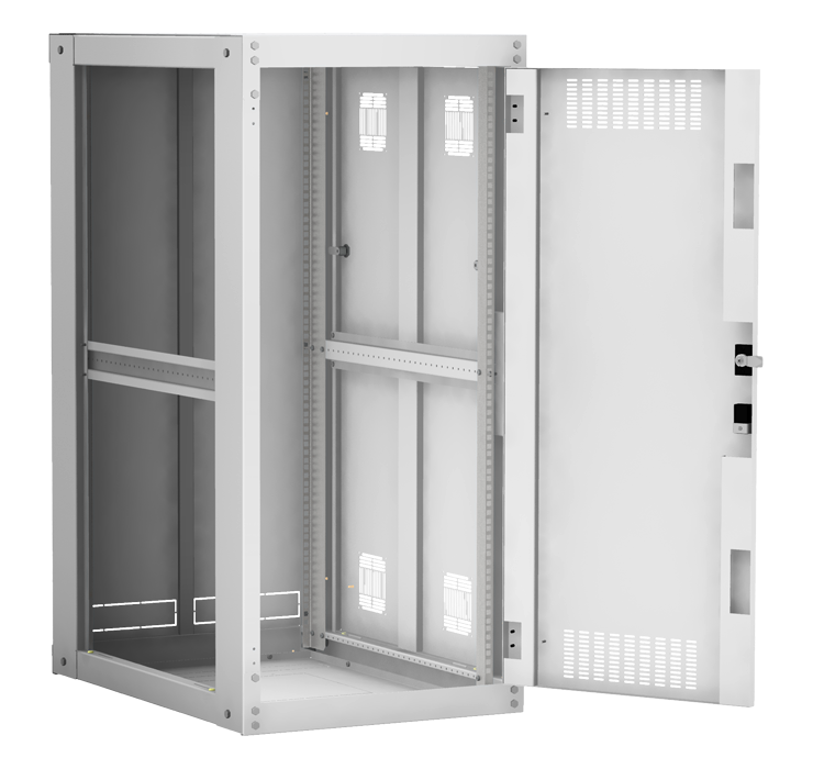 Напольный шкаф 19", 24U, металлическая дверь, цельнометаллические стенки, Ш600хВ1242хГ800мм, в разобранном виде, серый