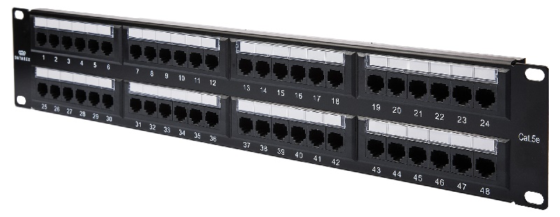 Панель коммутационная кат.5е, UTP, 19", 2U, 48хRJ45, 568A/В, черный с организат.