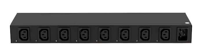 Блок&nbsp;&nbsp;контролируемых электрических розеток TLK, Серия MN (Monitored) 19", 8 розеток C13, макс. нагрузка 16 А, шнур питания 3 м., вилка С20, цифровое измерение силы тока на входе, счетчик кВт*ч, металлический корпус, макс. мощность 4000 Вт, 432*44,5*118 мм, цвет черный.