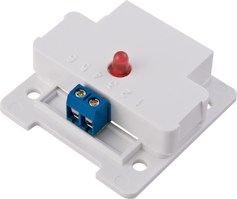 Выносное устройство с индикатором красного цвета (светодиод красного цвета, предназначен для дублирования состояния встроенных оптических индикаторов пожарных извещателей).