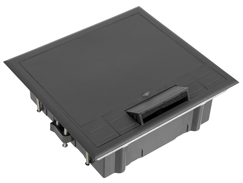 Лючок напольный, 12 модулей, горизонтальный, пластиковая крышка, серый