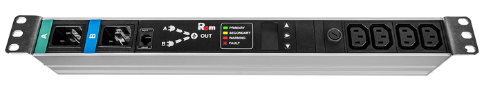 Блок розеток Rem-16 с АВР, 16A, 4xC13, подключение к контроллеру R-2MC по Modbus, вход 2xC20