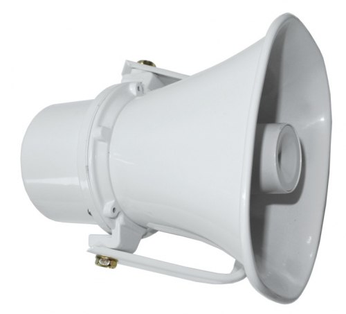 Громкоговоритель для улицы, рупорный, с кронштейном, ABS-пластик, 25Вт, 300Гц-8кГц, 112дБ, 30,120 В,&nbsp;&nbsp;IP-65, 205х285х280мм, 1900 г.