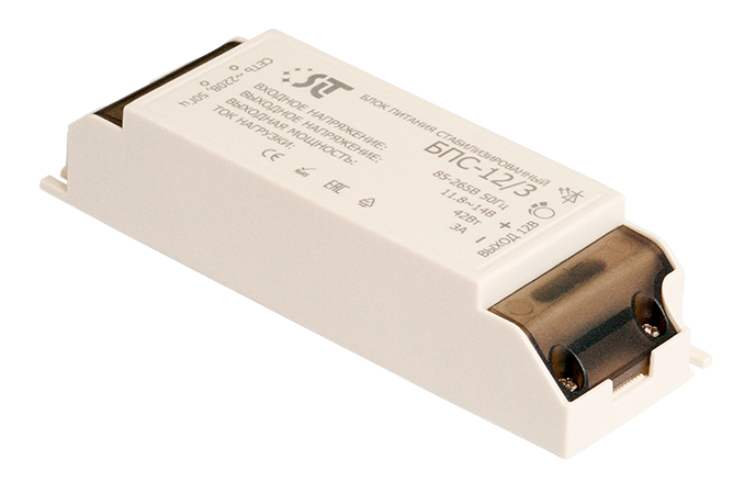 Блок питания стабилизированный, 12 В / 3А; IP21. -15...+50, 140х45х28мм. 0.12 кг.