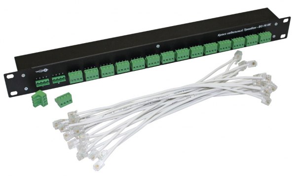 Кросс кабельный является составной частью прибора «Тромбон –БС-16». Количество подключаемых линий связи: 16,  тип линии связи 4-х жильная