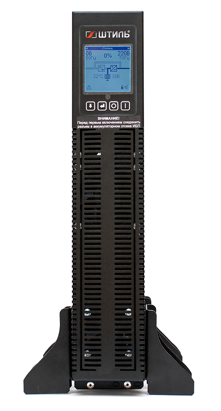 Источник бесперебойного питания в стойку, on-line (с двойным преобразованием), чистая синусоида, 3000 ВA (2700 Вт); U-вх.220 В; под внешние аккумуляторы, U-акб.72 В, I-заряд.4 А; ЖК-дисплей; выходные разъёмы - IEC-320-C13 (8 шт.); холодный старт, совместим с генератором; высота 2U; IP20, t-раб.+5...+40°C, 88х482х447 мм